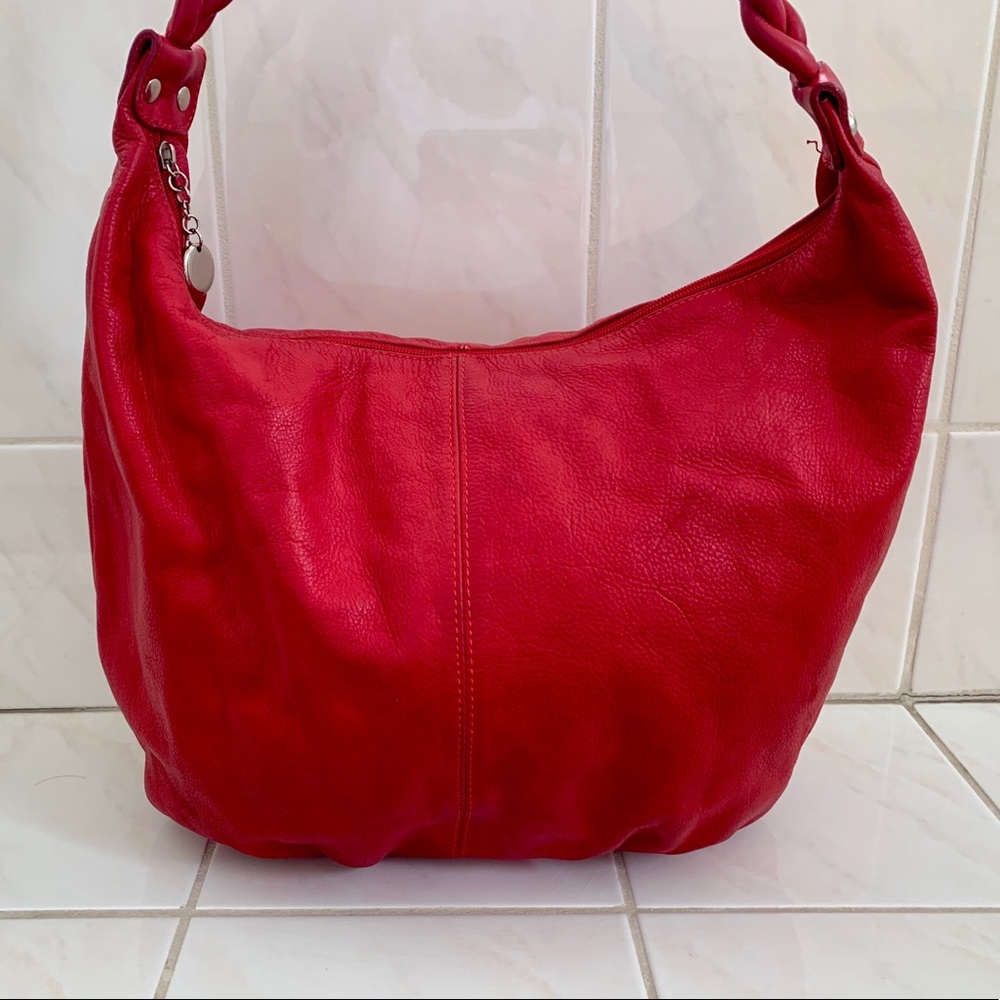 New VERA PELLE Italian Red Shoulder Bag